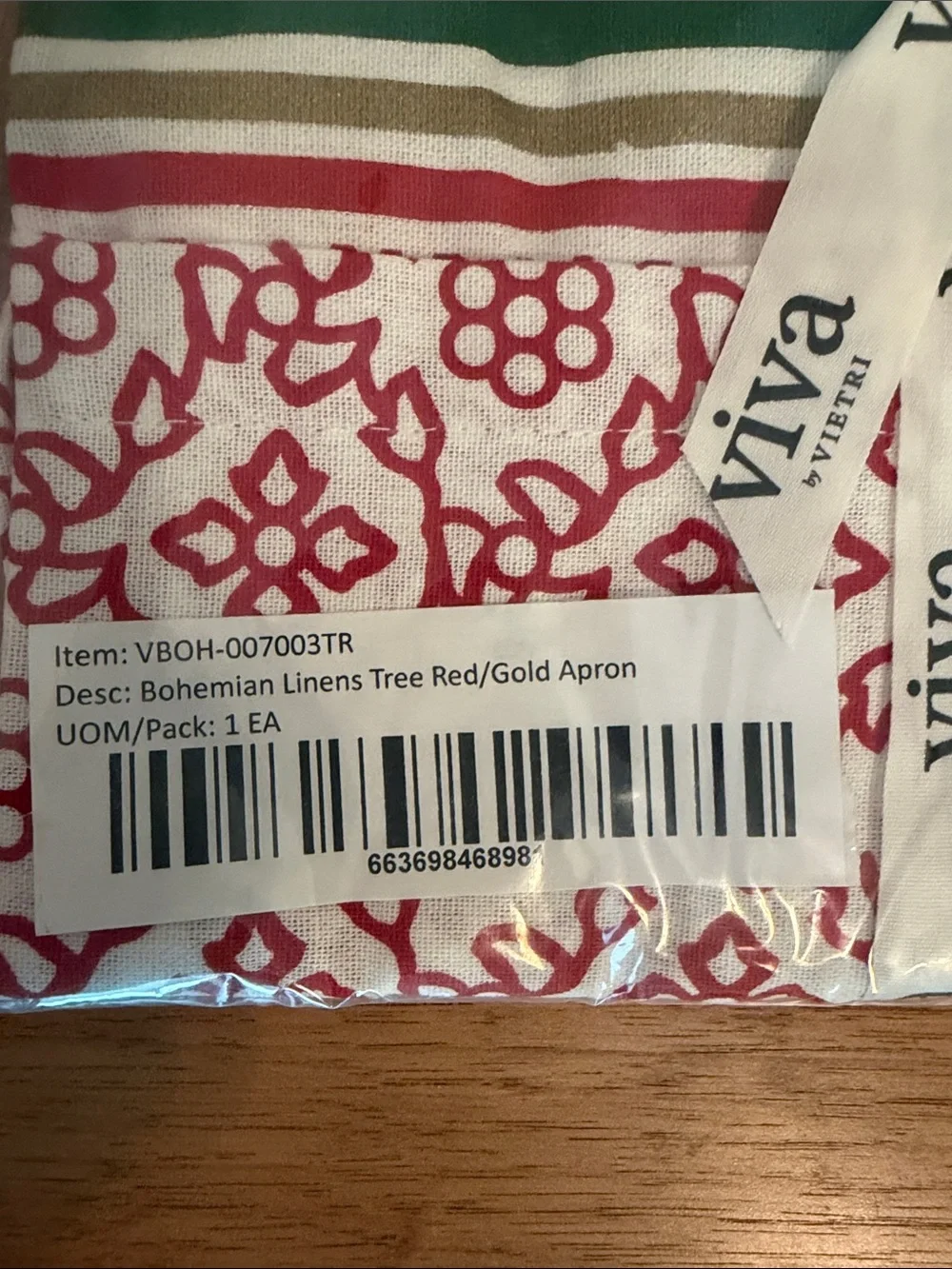 Viva by Vietri Red & Gold Holiday Tree Apron